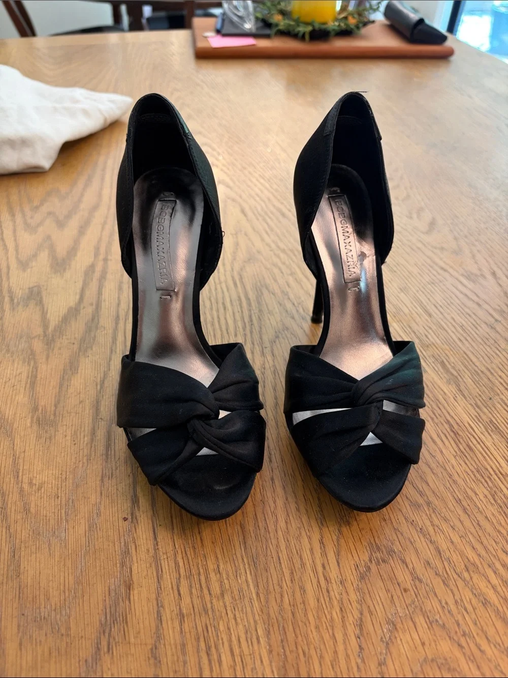 Black Knotted Open-Toe Heels - Women